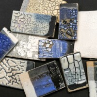 Glaze, slip and crawl glaze test tiles