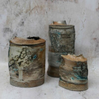3 vases. Hts 11, 16 & 21 cms
