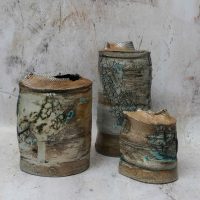 3 vases. Hts 11, 16 & 21 cms